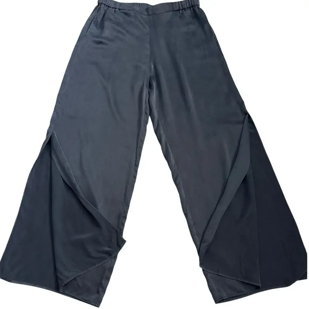 Lunya Split Leg High Rise Washable Silk Pants Immersed Black Size Large - Picture 7 of 12